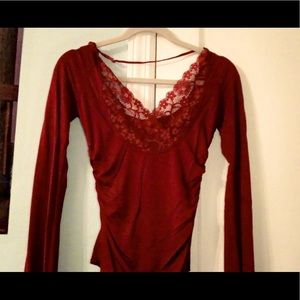 Super cute deep red blouse!